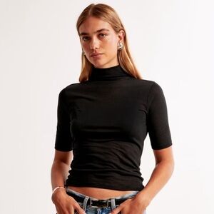 Abercrombie & Fitch Black Mockneck Short Sleeve Top Medium